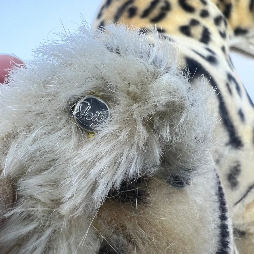 Vtg Steiff Ocelot Ozelot Leopard Plush Mohair 12 Inch Lying Big Cat Orange Eyes‎